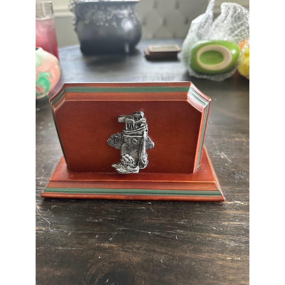 Vintage 1998 Figi Graphics Golf Letter Holder Country Club Wood Desk Organizer